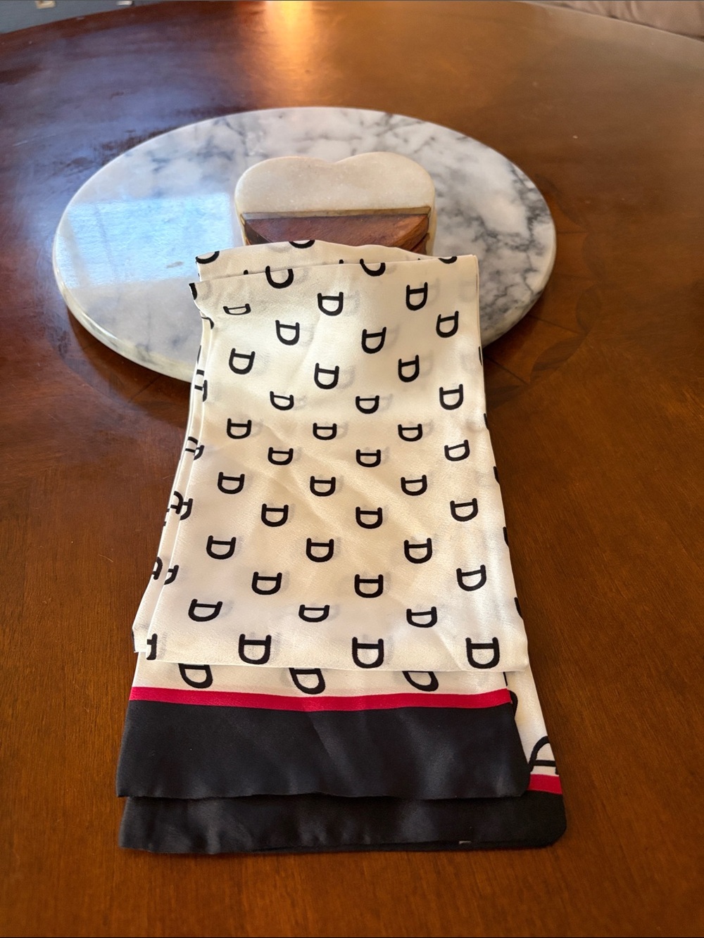 Dior white black red scarf